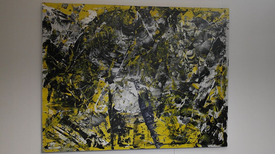 Action-Painting in Gelb &amp; Schwarz